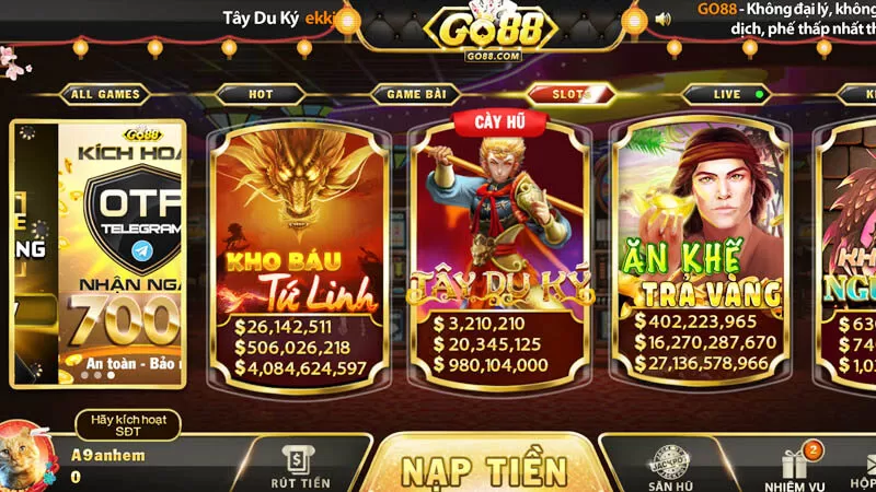 Sảnh slot game nổ hũ tại Go88 Sảnh slot game nổ hũ tại Go88